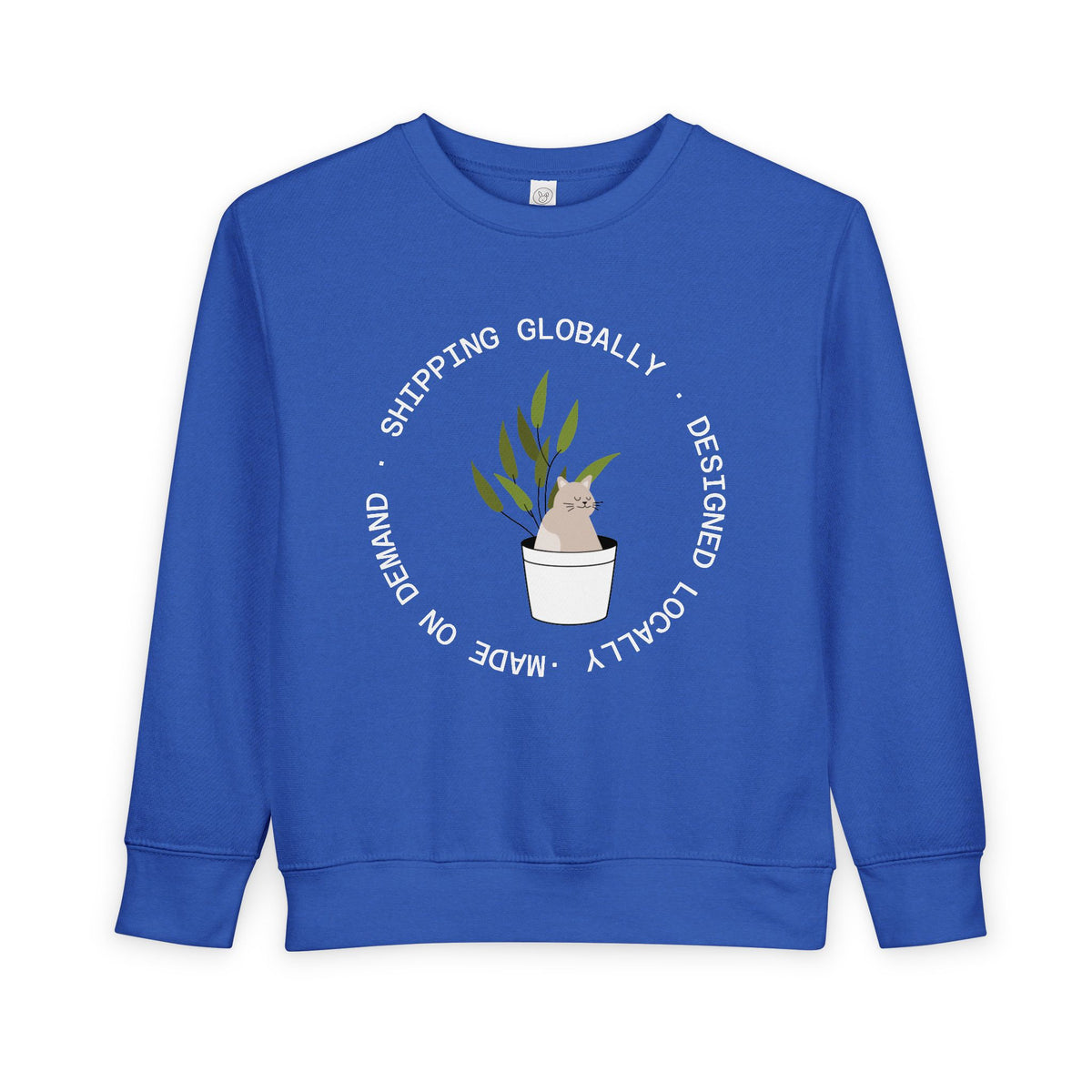 Toddler Sweatshirt — Cute Potted Plant Graphic "Growing Globally"
