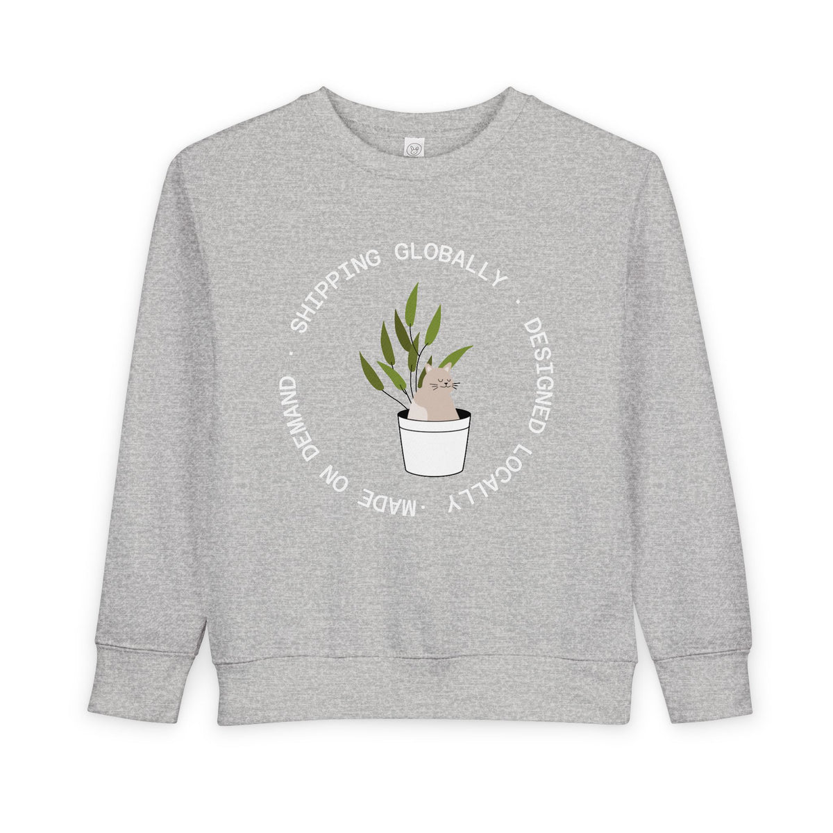 Toddler Sweatshirt — Cute Potted Plant Graphic "Growing Globally"