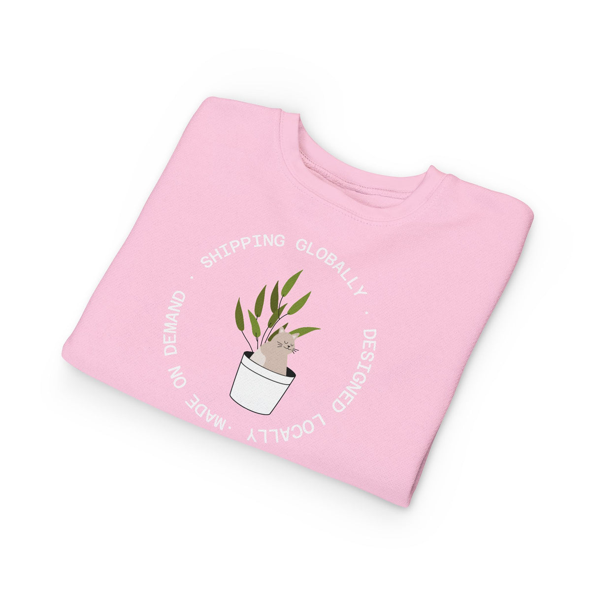Toddler Sweatshirt — Cute Potted Plant Graphic "Growing Globally"