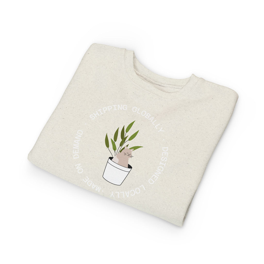 Toddler Sweatshirt — Cute Potted Plant Graphic "Growing Globally"
