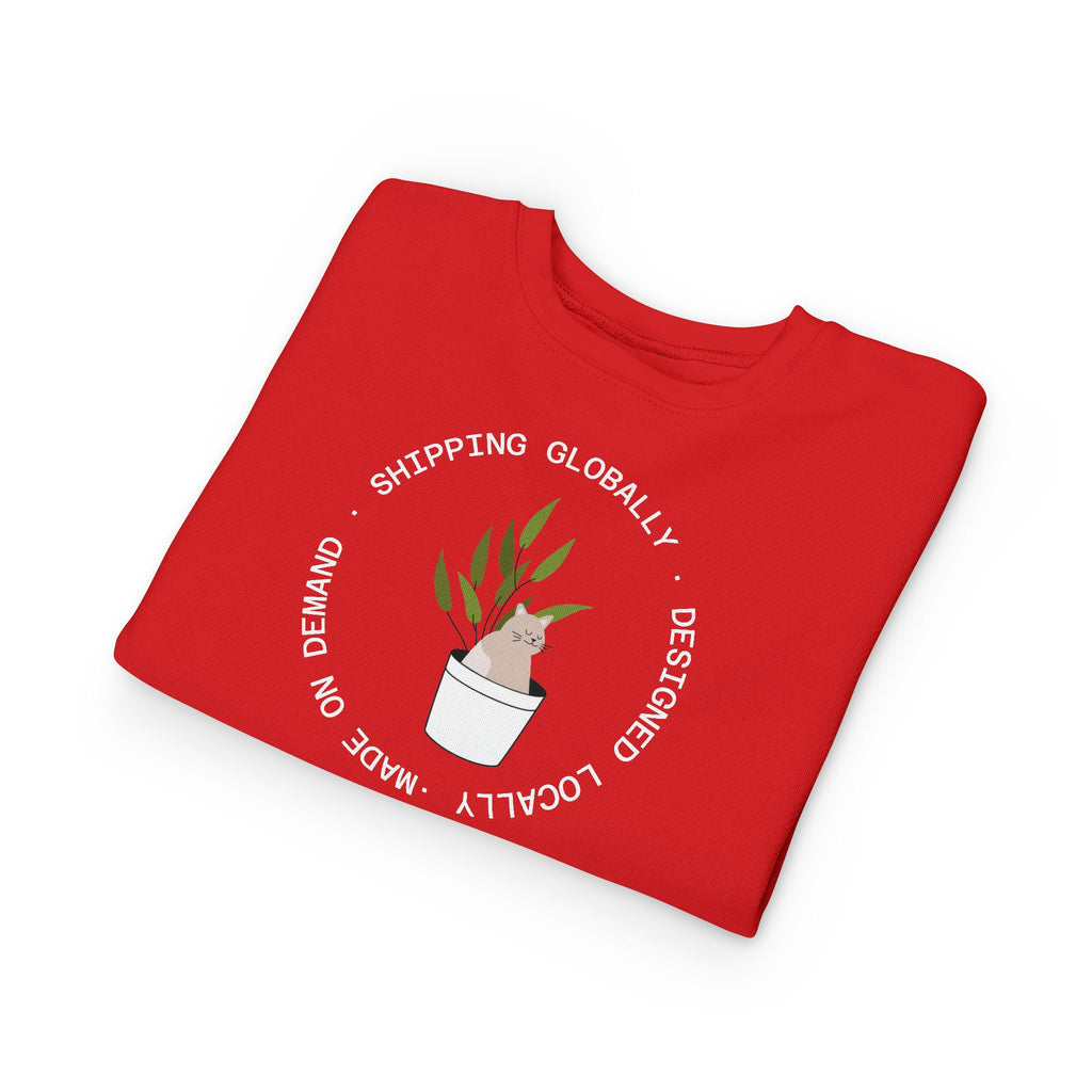 Toddler Sweatshirt — Cute Potted Plant Graphic "Growing Globally"