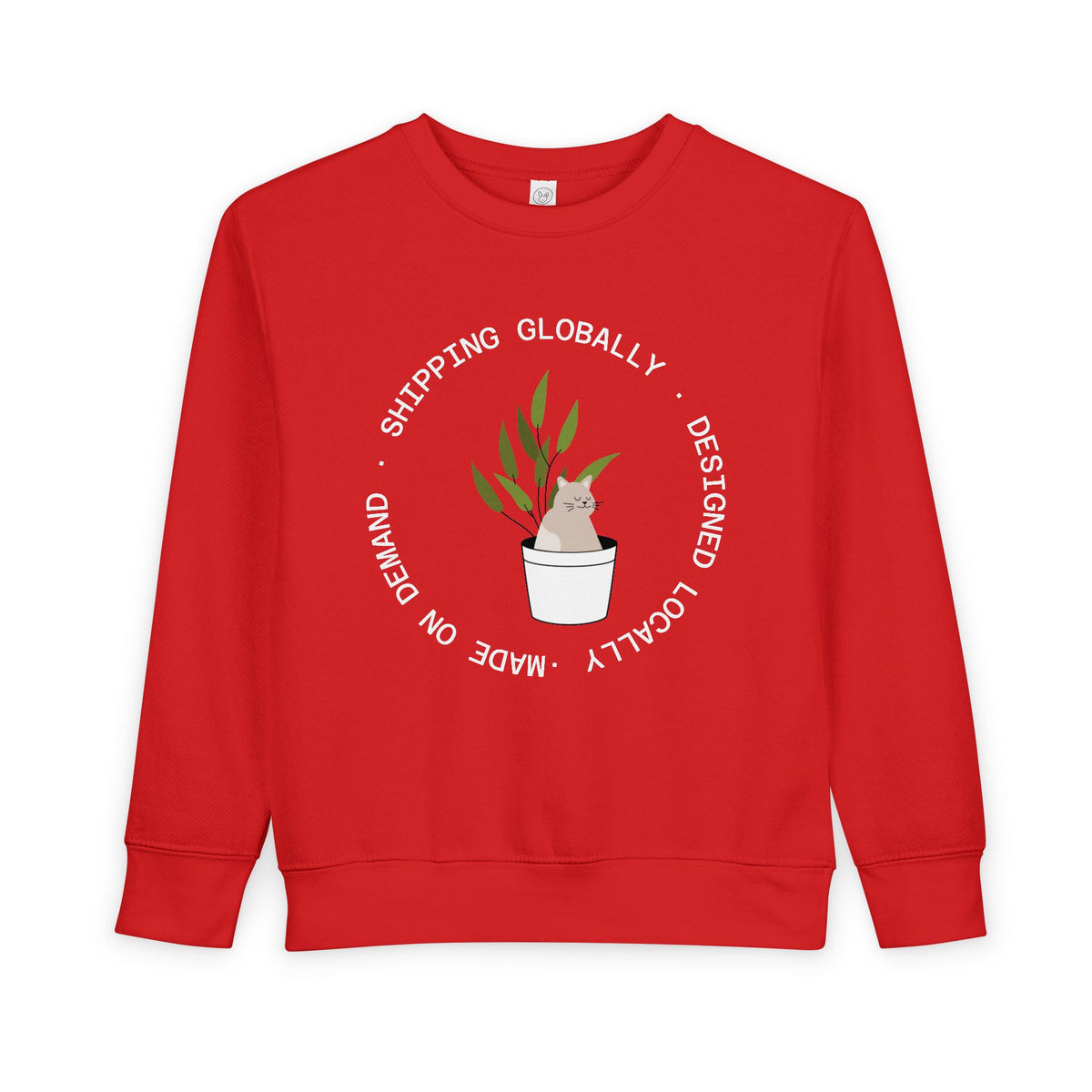 Toddler Sweatshirt — Cute Potted Plant Graphic "Growing Globally"