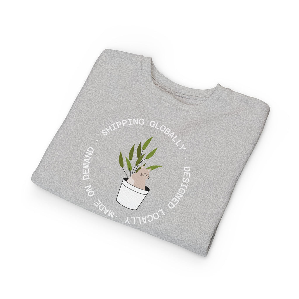 Toddler Sweatshirt — Cute Potted Plant Graphic "Growing Globally"