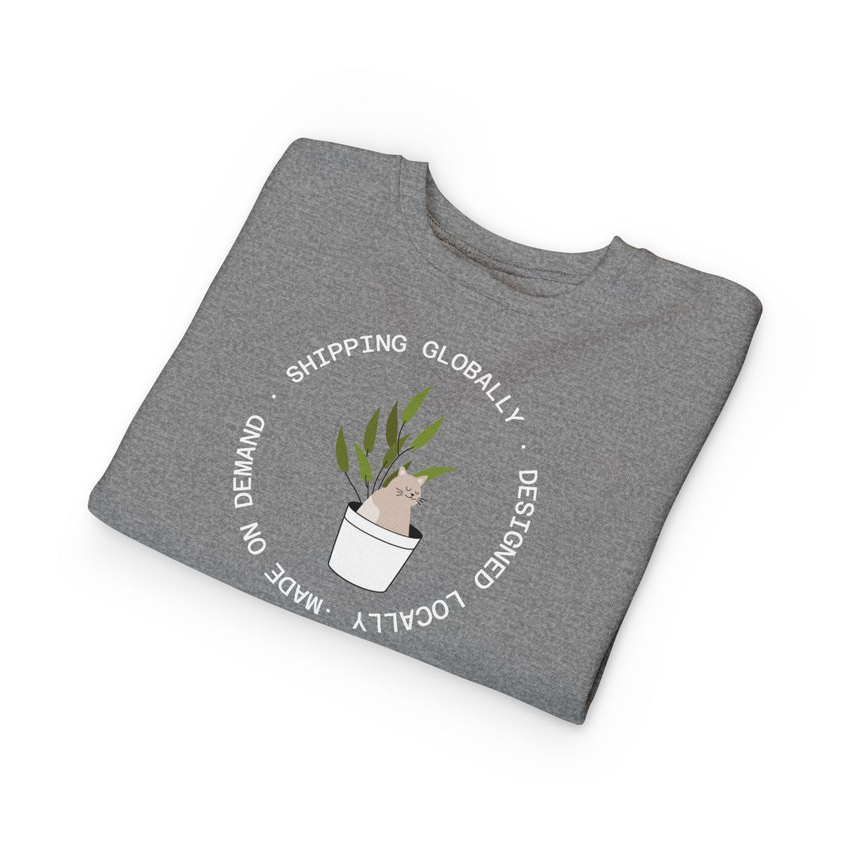 Toddler Sweatshirt — Cute Potted Plant Graphic "Growing Globally"