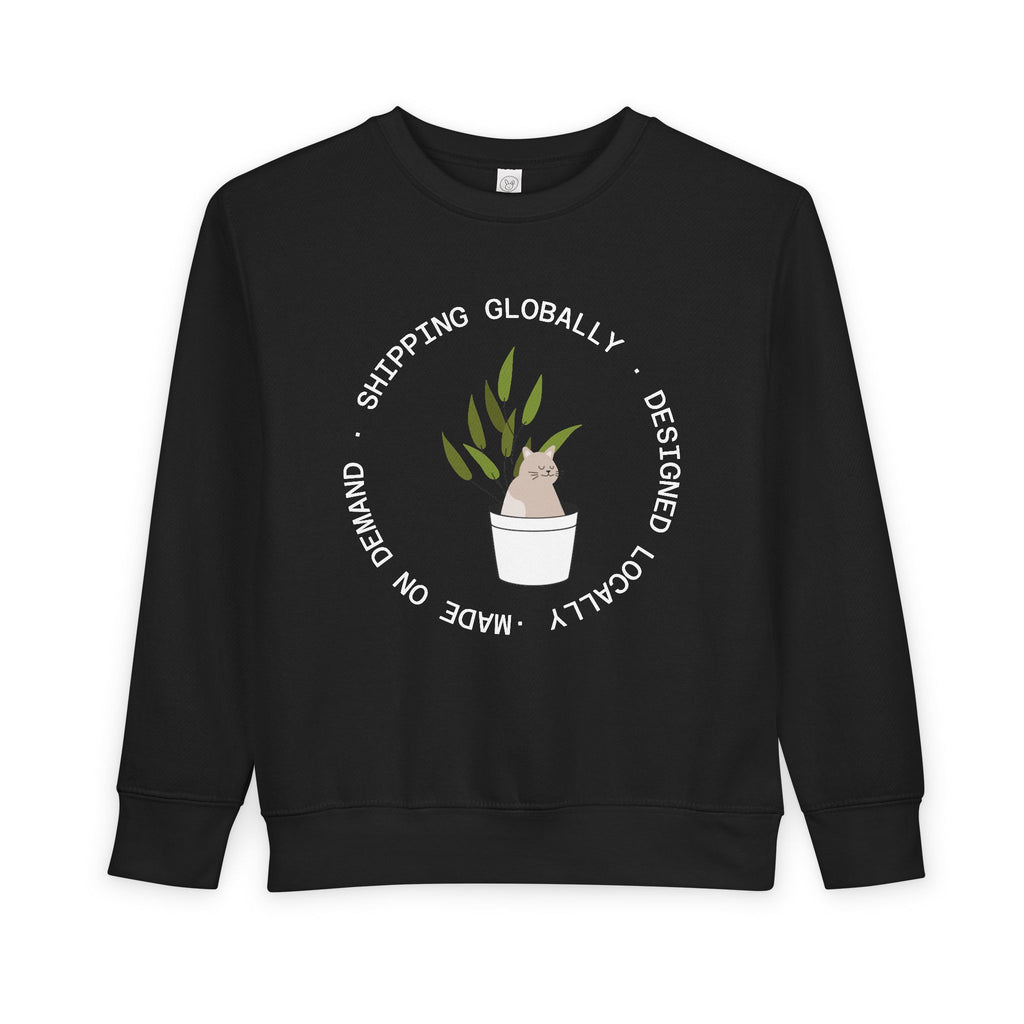 Toddler Sweatshirt — Cute Potted Plant Graphic "Growing Globally"