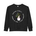 Toddler Sweatshirt — Cute Potted Plant Graphic "Growing Globally"