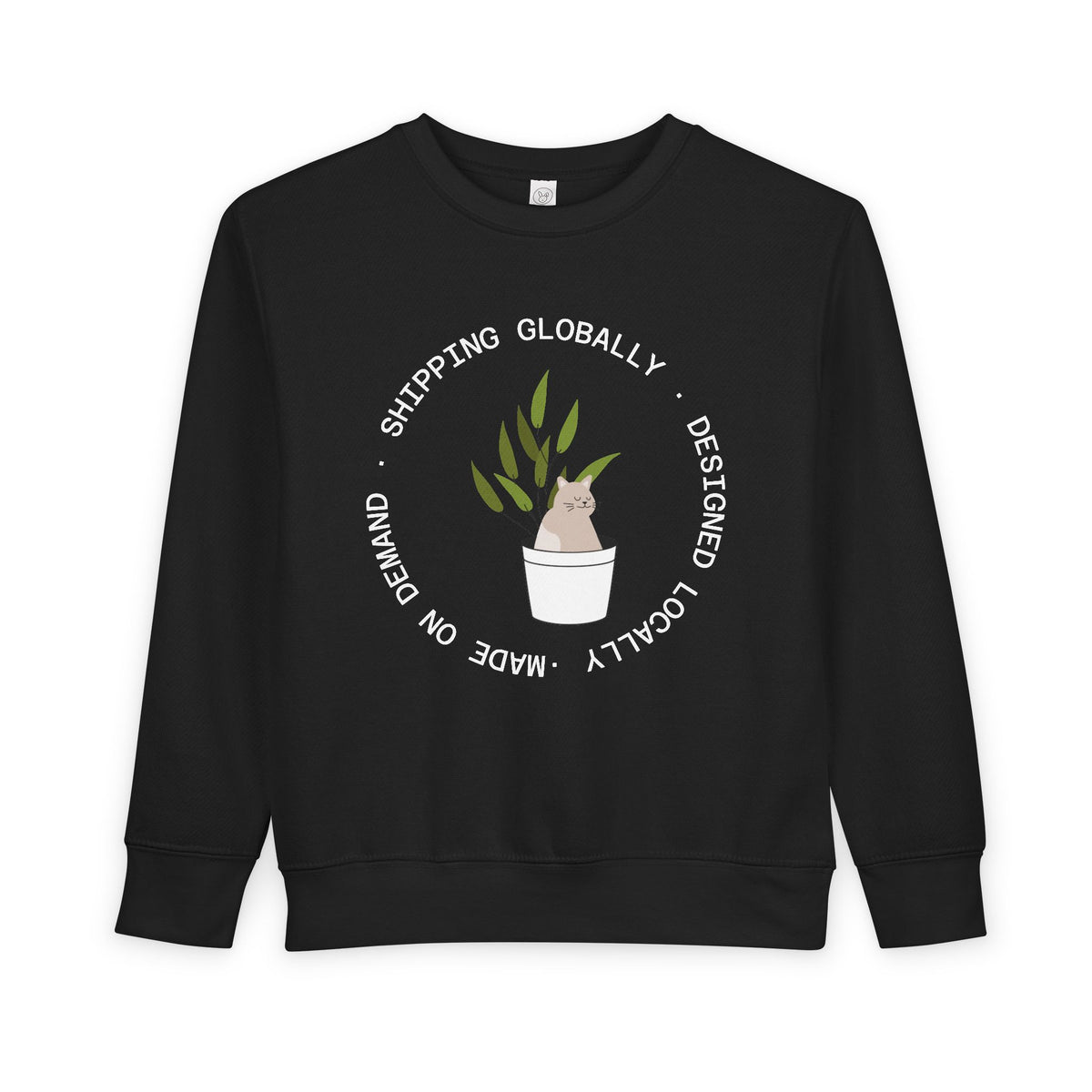 Toddler Sweatshirt — Cute Potted Plant Graphic "Growing Globally"