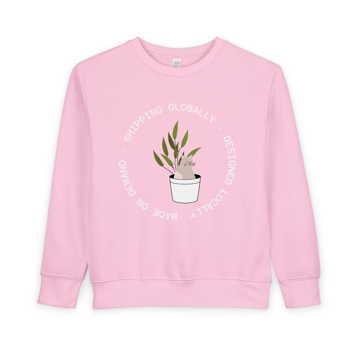 Toddler Sweatshirt — Cute Potted Plant Graphic "Growing Globally"