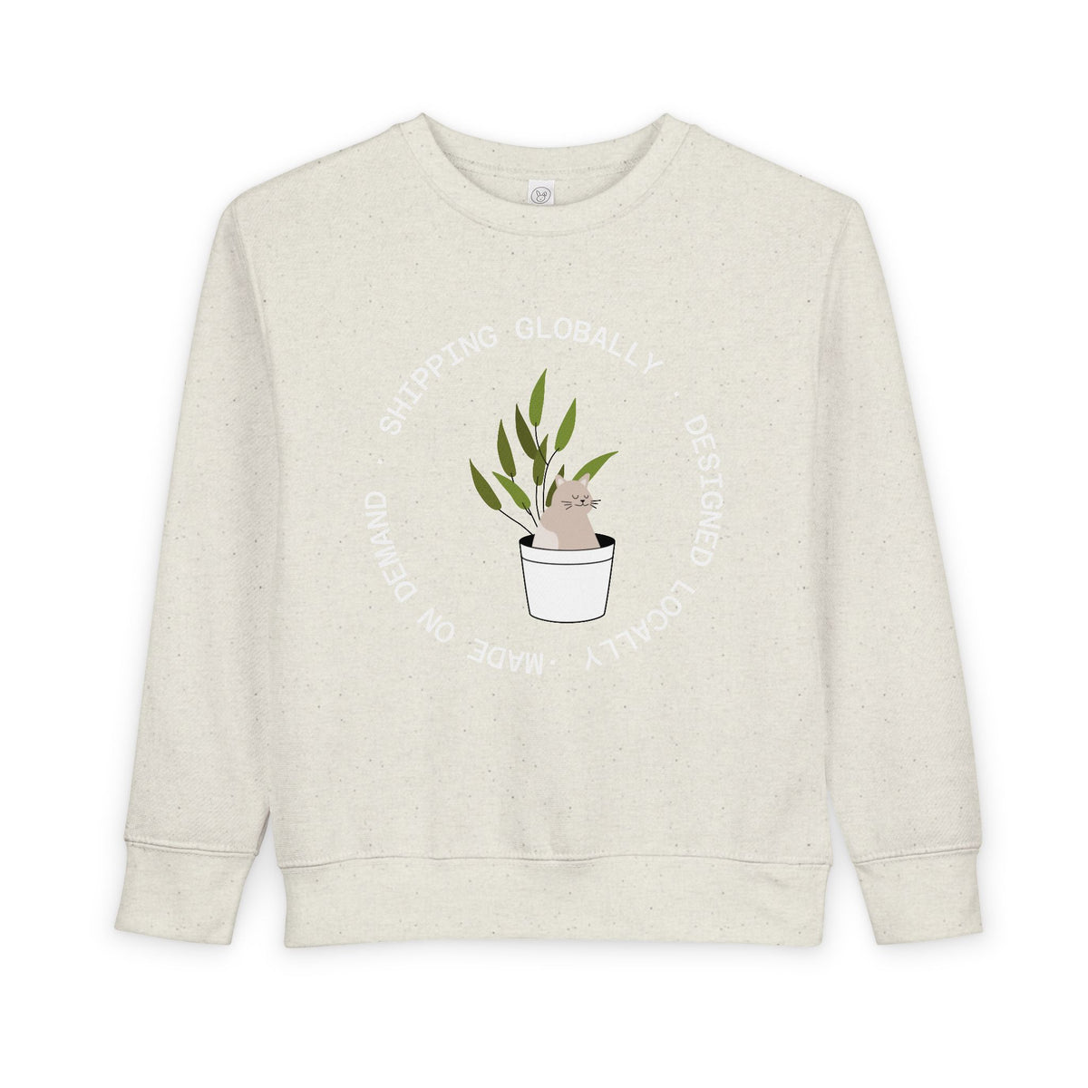 Toddler Sweatshirt — Cute Potted Plant Graphic "Growing Globally"